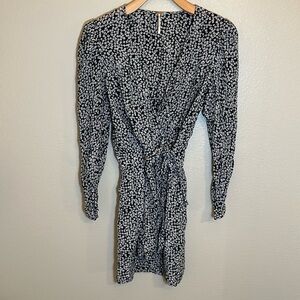 Free People Green White Floral Wrap Style Dress